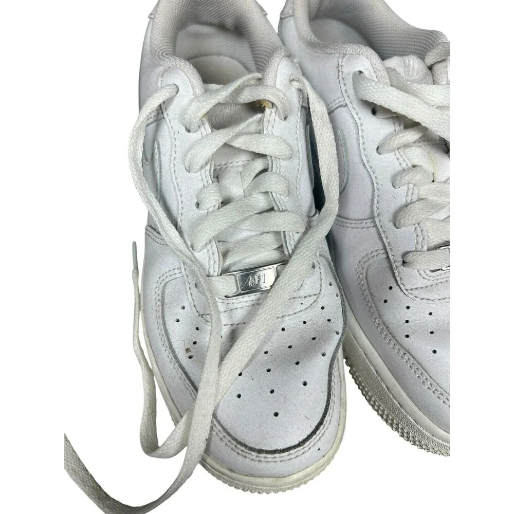 Nike Air Force One AF1 Low Youth Size 5.5Y Triple White Leather Shoes 314192-117